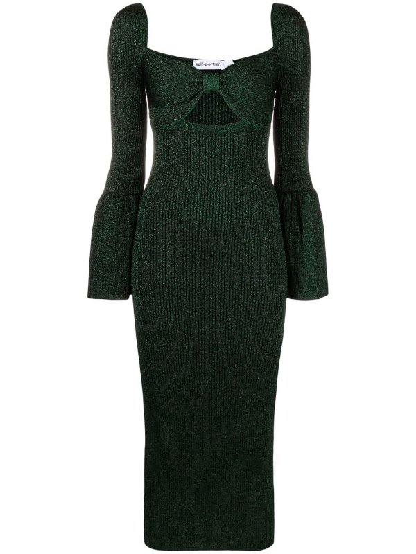 bow-detailed cut-out midi dress