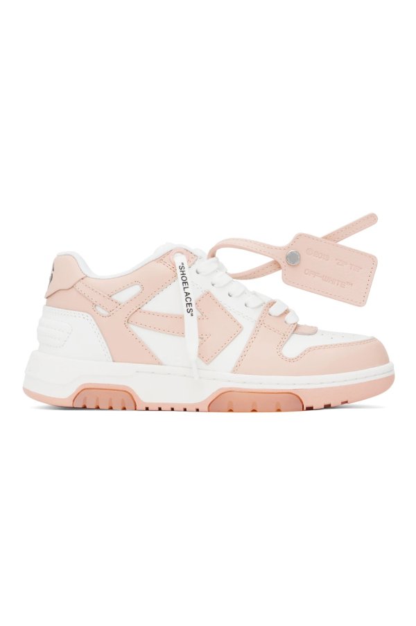 White & Pink 'Out Of Office' Sneakers