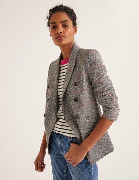 Addlestone Tweed Blazer - Grey, Pink Overcheck