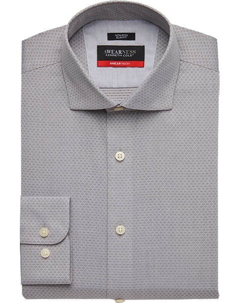 Awearness Kenneth Cole AWEAR-TECH Gray Check Slim Fit Dress Shirt - Men's Shirts | Men's Wearhouse