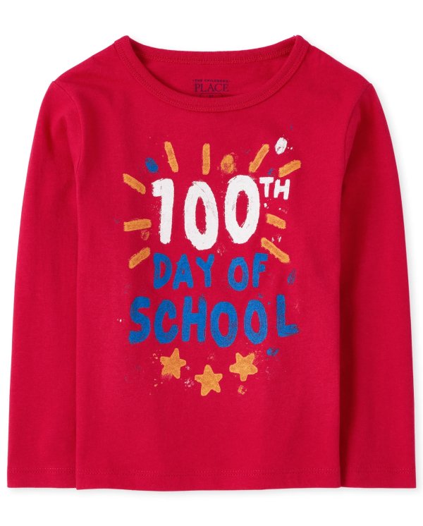 Baby And Toddler Boys Long Sleeve '100th Day Of School' Graphic Tee