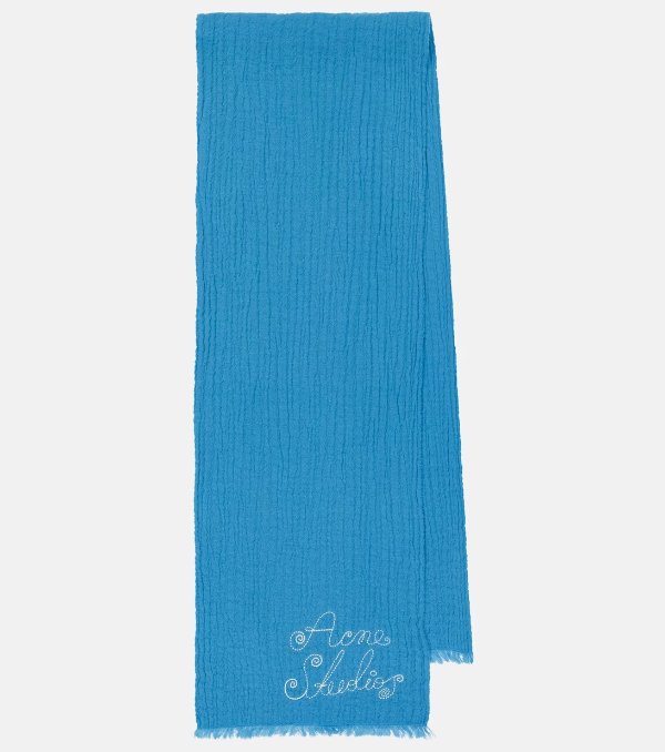 Logo wool-blend scarf