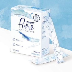 Tampax Pure & Clean Tampons With Plastic Applicator, Regular Absorbency, 16 count, 4 boxes, (Total 64 Count)