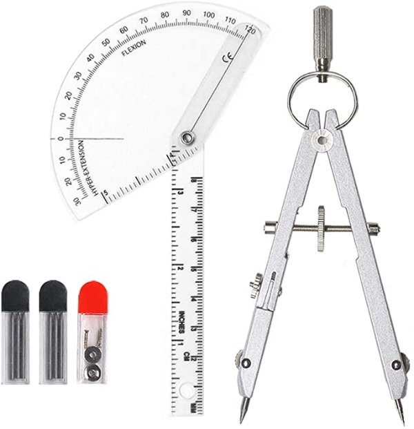 Compass for Geometry Large, Professional Drawing Compass Metal