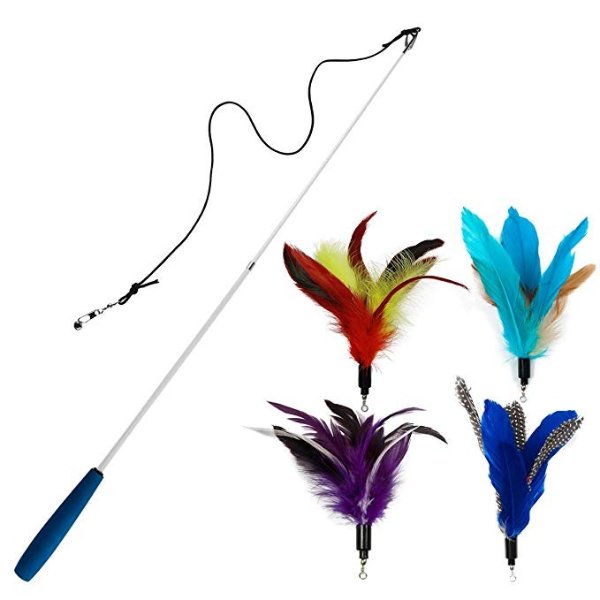 Cat Toys Feather Refills for Cat Wand Toys Interactive include Replacement Feathers
