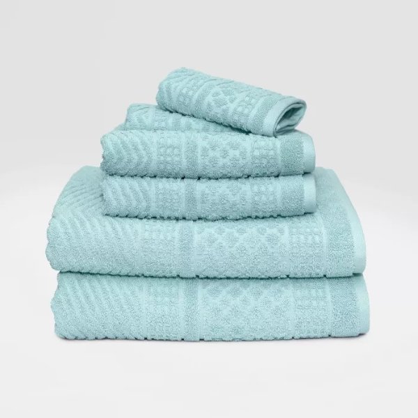 6pc Apothecary Bath Towel Set Turquoise - LOFT by Loftex