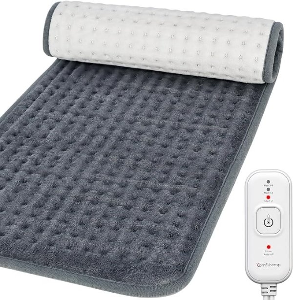 Comfytemp Heating Pad for Back Pain & Cramps Relief, FSA HSA Eligible Electric Heating Pads Large with 2H Auto Off & 6 Heat Levels, Heat Pad for Neck and Shoulders, Washable, Ideal Gifts, 12"x24"