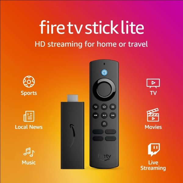 Amazon Fire TV Lite HD/4K 电视棒 + Alexa 语音遥控器
