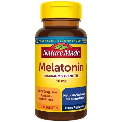 Melatonin Extra Strength 100% Drug Free Sleep Aid for Adults 10mg per serving Tablets - 70ct