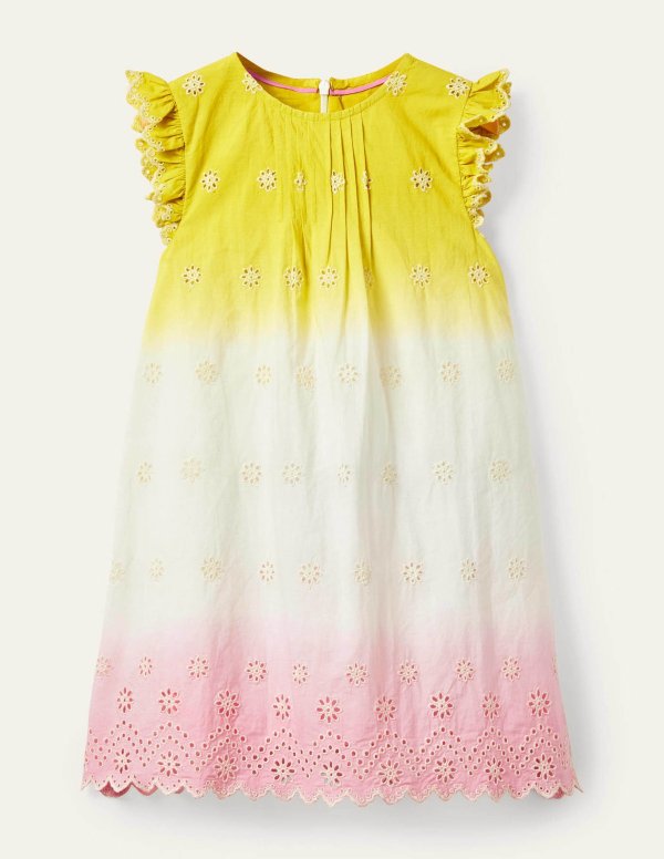 Broderie Dress - Daffodil Yellow/Pink Ombre | Boden US