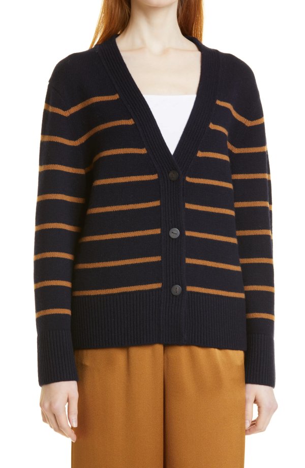 Breton Stripe Wool & Cashmere Cardigan