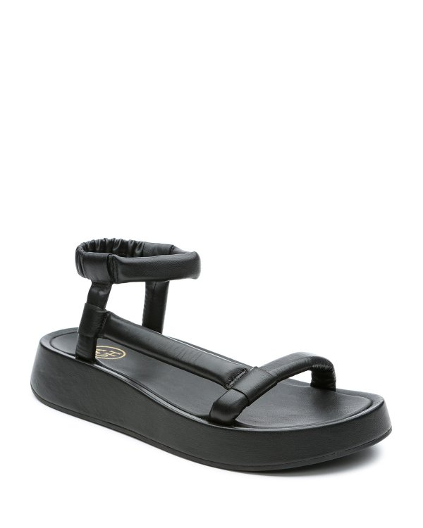 Victoria Puffy Napa Asymmetrical Sandals, Black