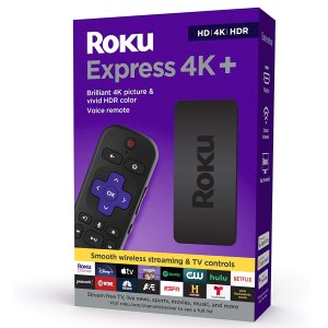 Roku Express 4K+ 2021 | Streaming Media Player HD/4K/HDR with Smooth Wireless Streaming and Roku Voice Remote with TV Controls, Includes Premium HDMI Cable