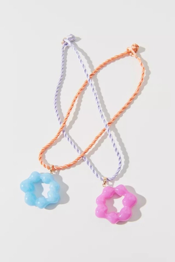 Kaia Abstract Circle Pendant Corded Necklace