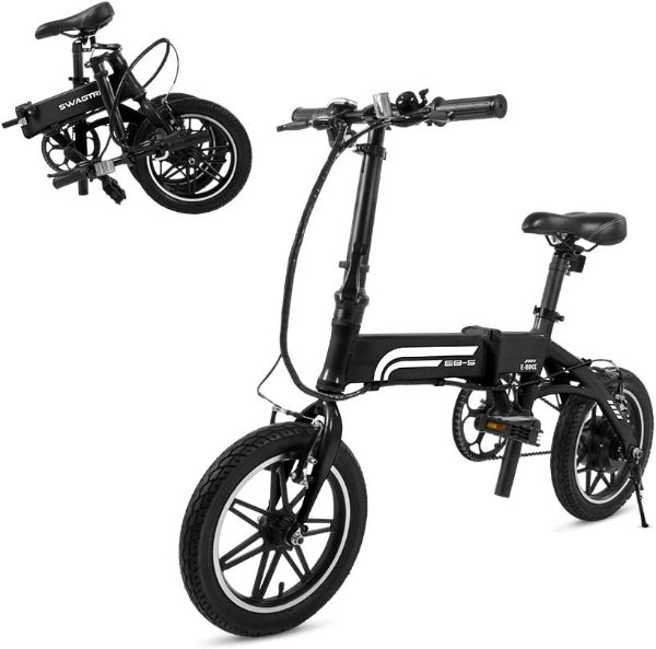 Swagtron EB-5 可折叠电动自行车促销 黑色款