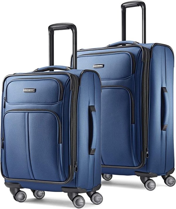Leverage LTE Softside Expandable Luggage with Spinner Wheels, Poseidon Blue, 2-Piece Set (20/25)