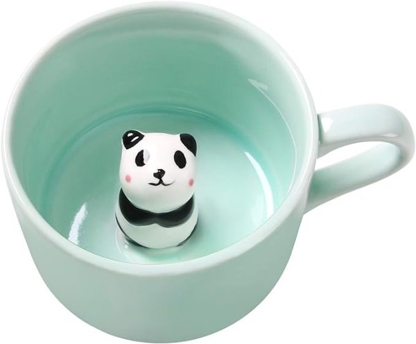 3D Animal Coffee Mug Baby Panda Inside,Cute Handmade Figurine Cup,Christmas Birthday Surprise for Friends Family&Kids,Office Cup Couple Mug(8oz Panda)