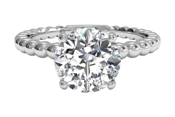 Solitaire Diamond Beaded 订婚戒指