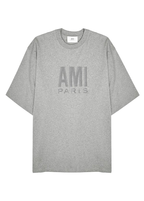 Grey melange logo cotton T-shirt