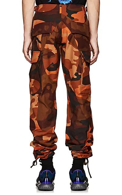 Embroidered Camouflage Cotton Cargo Pants