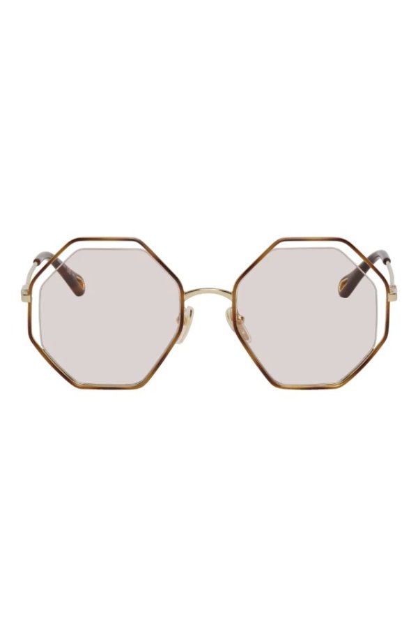 Gold & Tortoiseshell Poppy Octagonal Sunglasses