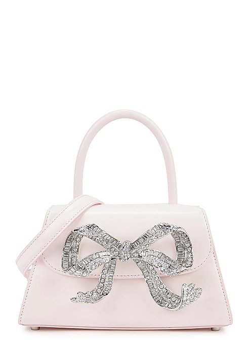 The Bow Bag Mini pink leather top handle bag