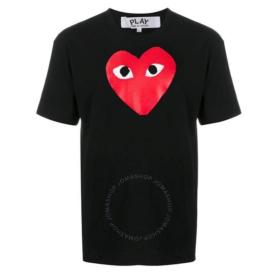 Men's Black Play Printed Heart T-shirt