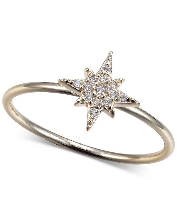 Cubic Zirconia Star Ring in Gold-Tone Sterling Silver