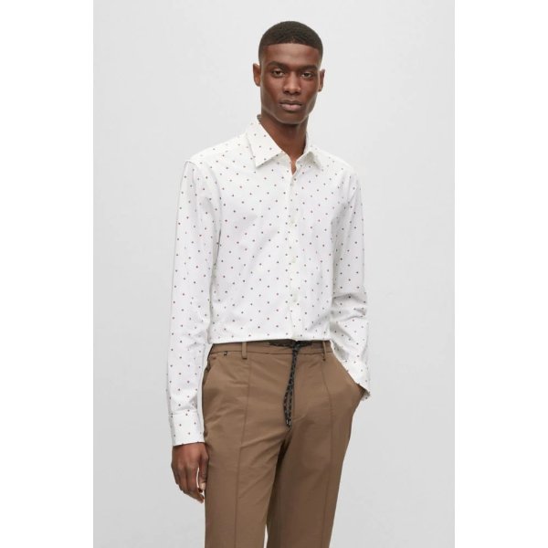 slim-fit shirt in printed stretch cotton