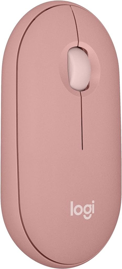 Pebble Mouse 2 M350s Slim Bluetooth Wireless Mouse, Portable, Lightweight, Customizable Button, Quiet Clicks, Easy-Switch for Windows, macOS, iPadOS, Android, Chrome OS - Tonal Rose