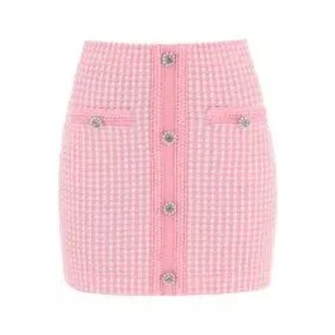 Lurex knitted mini skirt with diamante buttons Self Portrait
