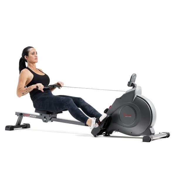 Magnetic Rowing Machine with Extended Slide Rail with Optional Exclusive SunnyFit® App Enhanced Bluetooth Connectivity