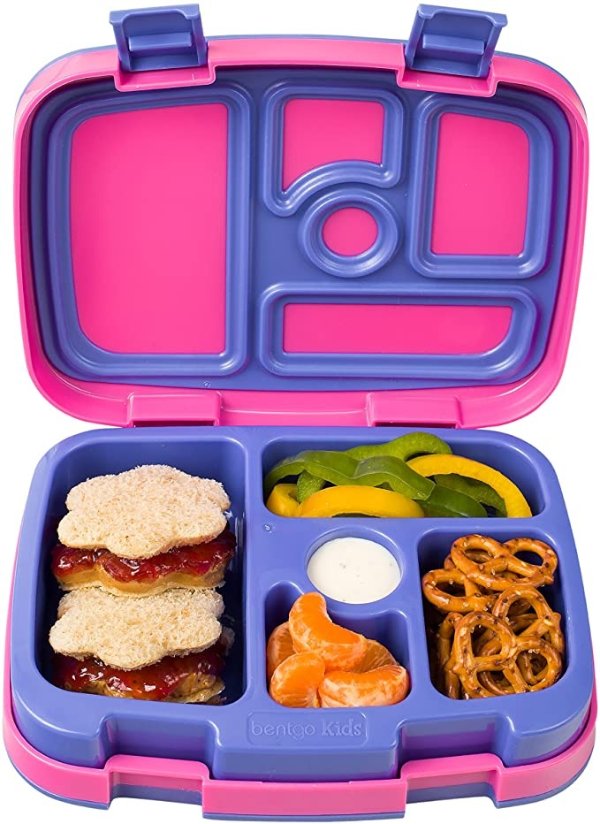 防漏多隔间儿童午餐盒 粉红色