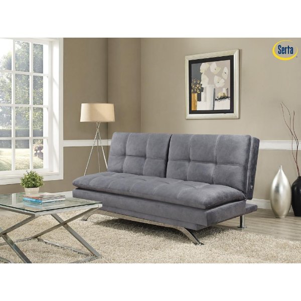 Largo Light Grey Serta Sofa with Chrome Legs and Quality Fabric