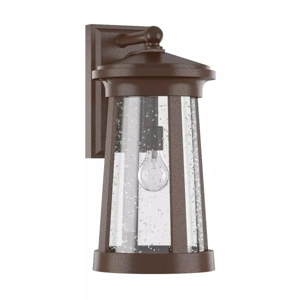 Park Harbor PHEL3104CHBR Chocolate Bronze Woodberry Single Light 18-13/16" Tall Outdoor Wall Sconce with Seedy Glass Shade
