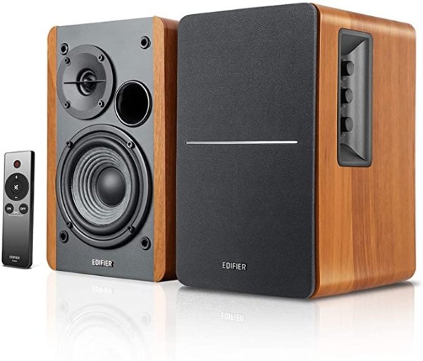R1280Ts Powered Bookshelf Speakers - 2.0 Stereo Active Near Field Monitors - Studio Monitor Speaker - 42 Watts RMS with Subwoofer Line Out - Wooden Enclosure