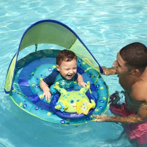SwimWays Inflatable Baby Spring Octopus Pool Float Activity Center with Canopy