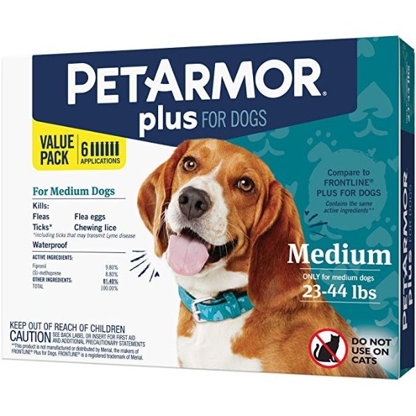 Plus for Dogs Flea and Tick Prevention for Medium Dogs (23-44 Pounds), Long-Lasting & Fast-Acting Topical Dog Flea Treatment