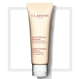 Clarins Gentle Foaming Cleanser with Shea Butter for Unisex, Dry/Sensitive Skin, 4.4 Ounce