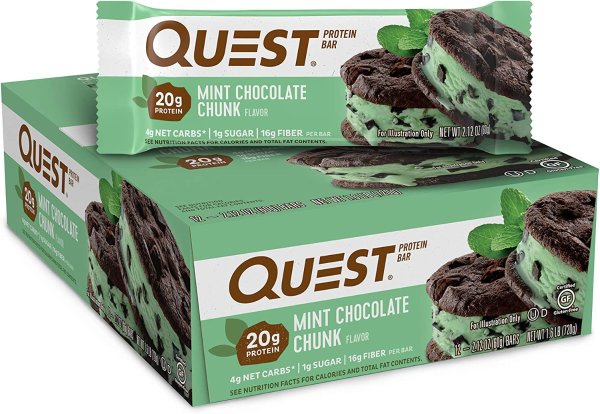 Quest Nutrition Mint Chocolate Chunk Protein Bars, 12 Count