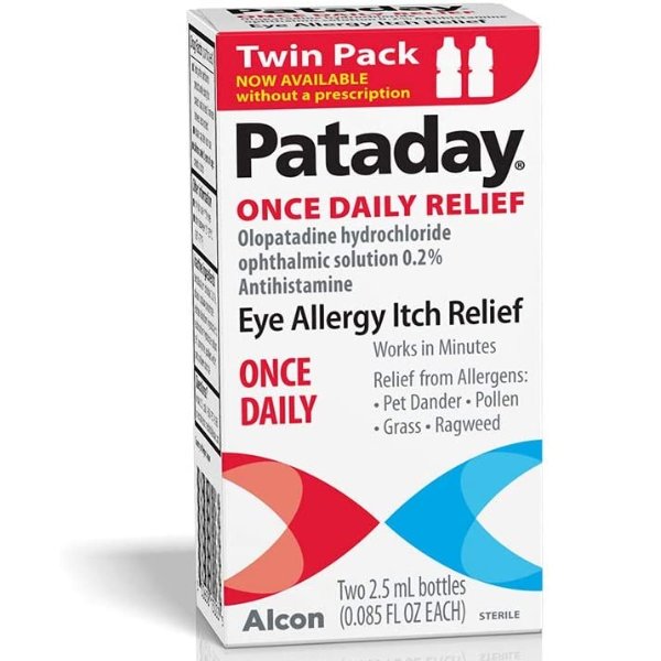 Pataday Once Daily Relief Allergy Eye Drops by, for Eye Allergy Itch Relief, 2.5 ml (2 Count)