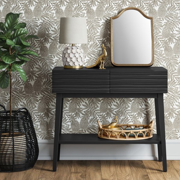 Palmetto Cut and Groove Console Table Black - Opalhouse