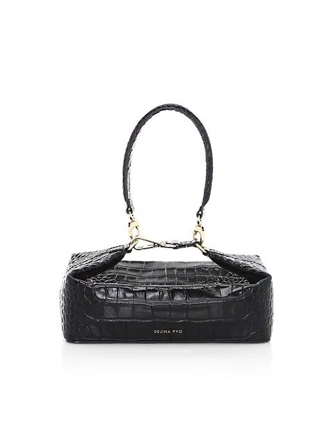 Olivia Croc-Embossed Leather Top Handle Bag