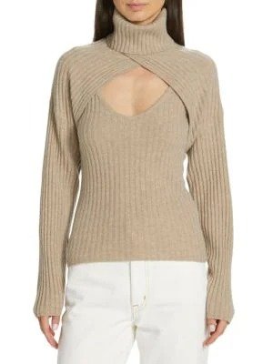2-Piece Wool Cashmere Turtleneck Sweater Set