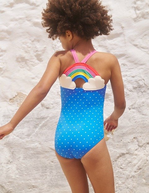 Logo Back SwimsuitBlue Spot Rainbow