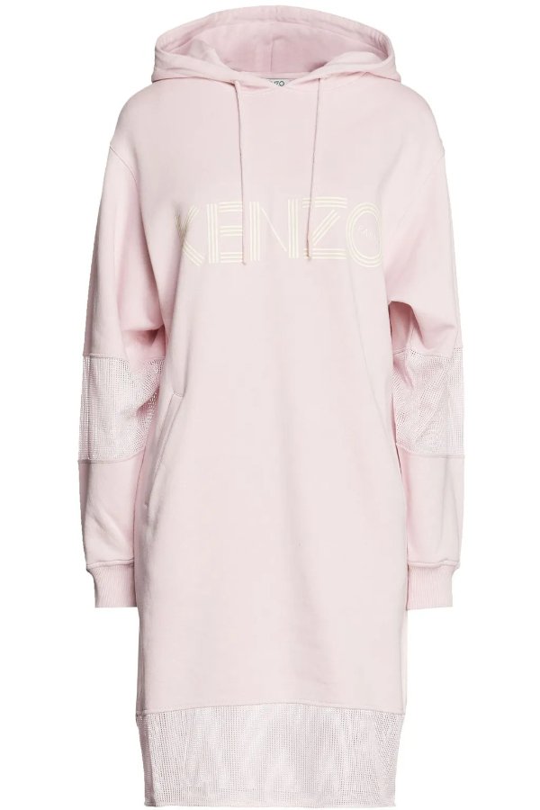 THE OUTNET Kenzo Mesh-paneled printed French cotton-terry hooded 