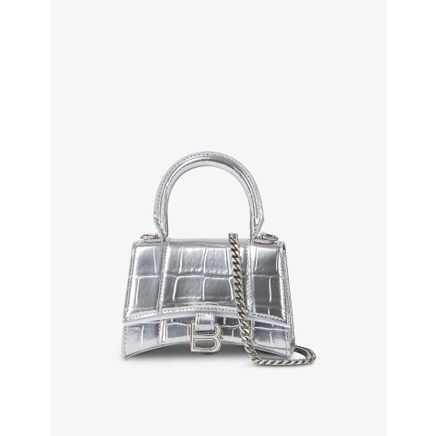 BalenciagaHourglass mini croc-embossed leather top handle bag