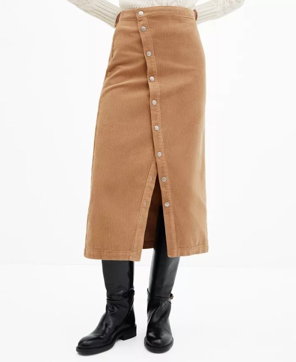 Women's Buttoned Corduroy Skirt