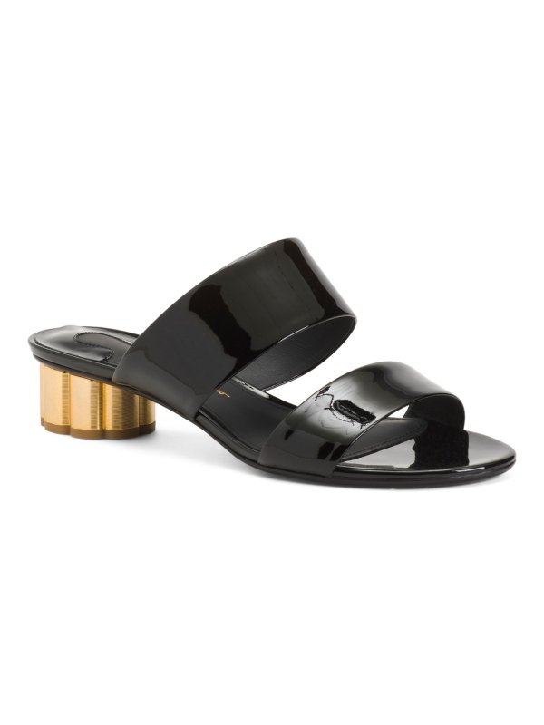 Made In Italy Patent Leather 2 Strap Sandals