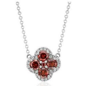 Garnet Halo Clover Necklace 